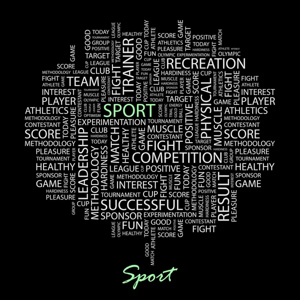 Sport. Vektorbriefsammlung. Wordcloud-Illustration. — Stockvektor