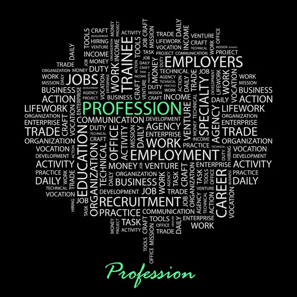 PROFESSION. Word collage on black background. Vector illustration. — Stock Vector