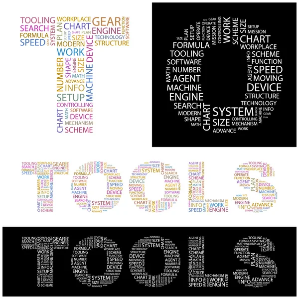 TOOLS. Seamless vector pattern with word cloud. — Stock Vector