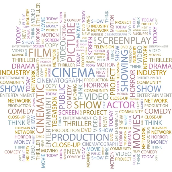 CINEMA. Illustration with different association terms. — Stock Vector