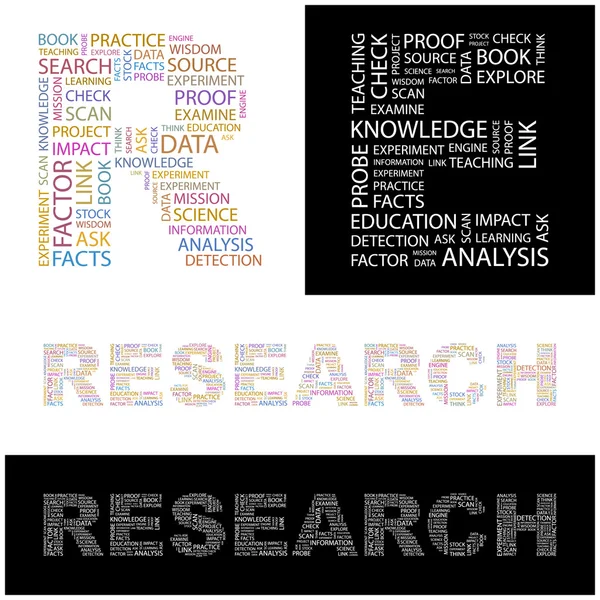 La recherche. Illustration avec différents termes d'association . — Image vectorielle