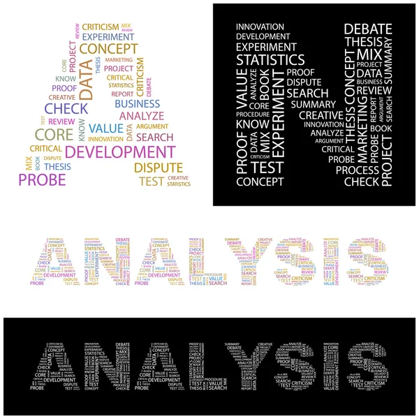 ANALYSIS. Word collage on white background. — Stock Vector