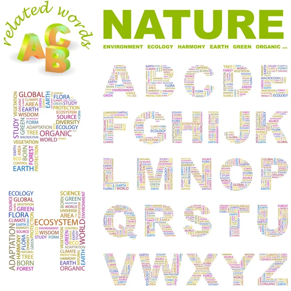 NATURE. Vector letter collection. — Stock Vector