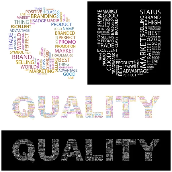 QUALITY. Vector letter collection. Illustration with different association — Stock Vector