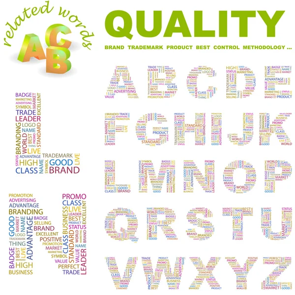 stock vector QUALITY. Vector letter collection. Illustration with different association