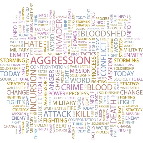 Aggression. ordet collage på vit bakgrund. vektor illustration. — Stock vektor