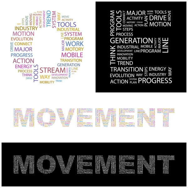 MOVEMENT. Word collage on background. Vector illustration. — Stock Vector