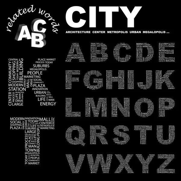 CITY. Word collage on white background. — Stock Vector
