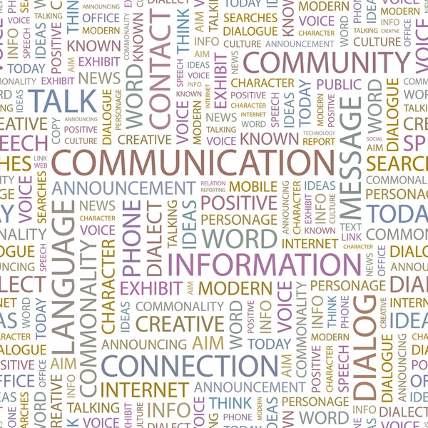 COMMUNICATION.Illustration avec différents termes d'association . — Image vectorielle
