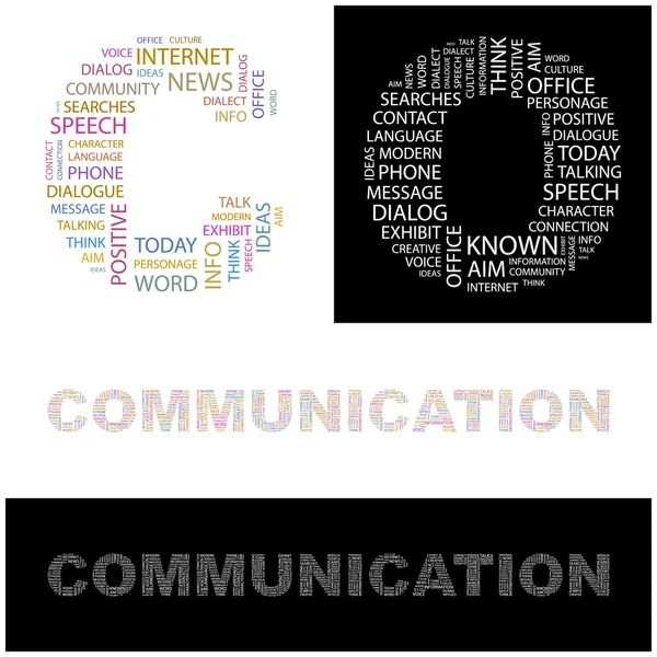 COMMUNICATION. Word collage — Stock Vector