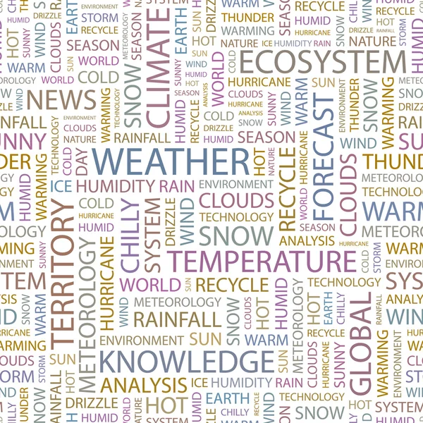 Meteorologia. Collage di parole. Illustrazione vettoriale . — Vettoriale Stock