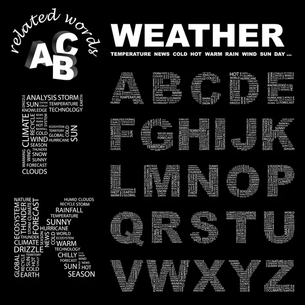 天気予報。単語のコラージュ。ベクトル イラスト. — ストックベクタ
