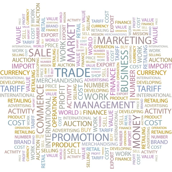 Obchod. . ilustrace s různými asociace termíny. — Stockový vektor