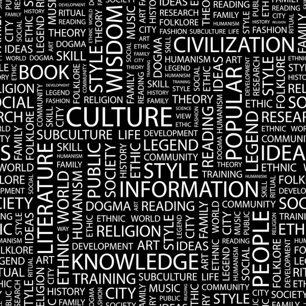 La culture. Collage Word sur fond noir . — Image vectorielle
