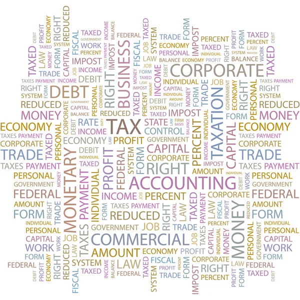 Impuestos. Ilustración con diferentes términos de asociación . — Archivo Imágenes Vectoriales