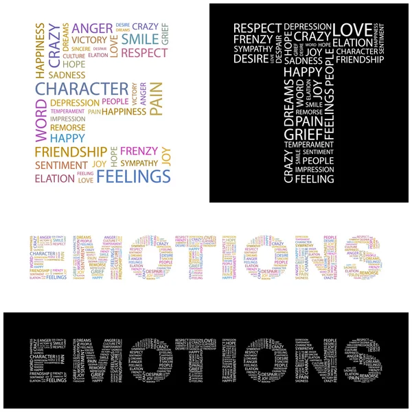 EMOTIONS. Illustration with different association terms. — Stock Vector