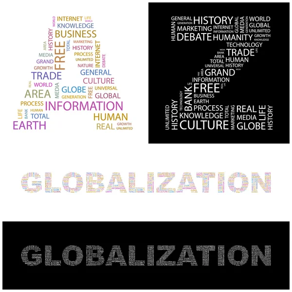 Globalisering. alfabet. illustratie met verschillende vereniging voorwaarden. — Stockvector