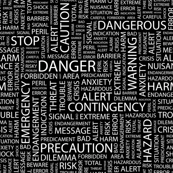 stock vector DANGER. Word collage on black background.