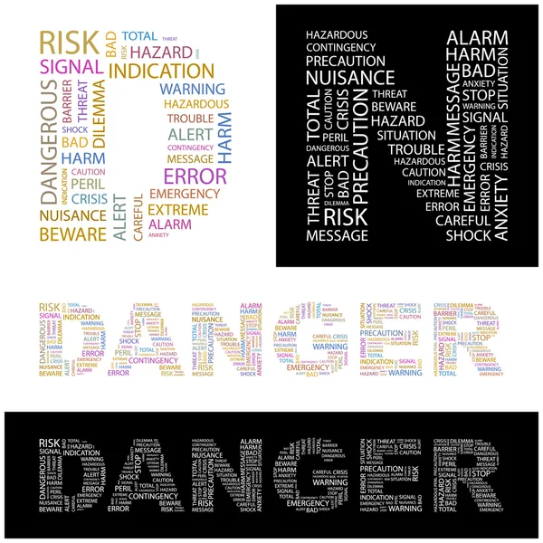 DANGER. Illustration with different association terms. — Stock Vector
