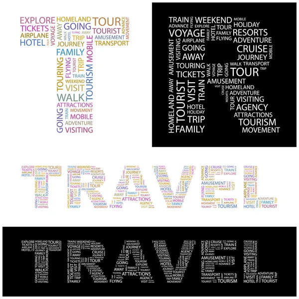 TRAVEL. Word collage. Vector illustration. — Stock Vector