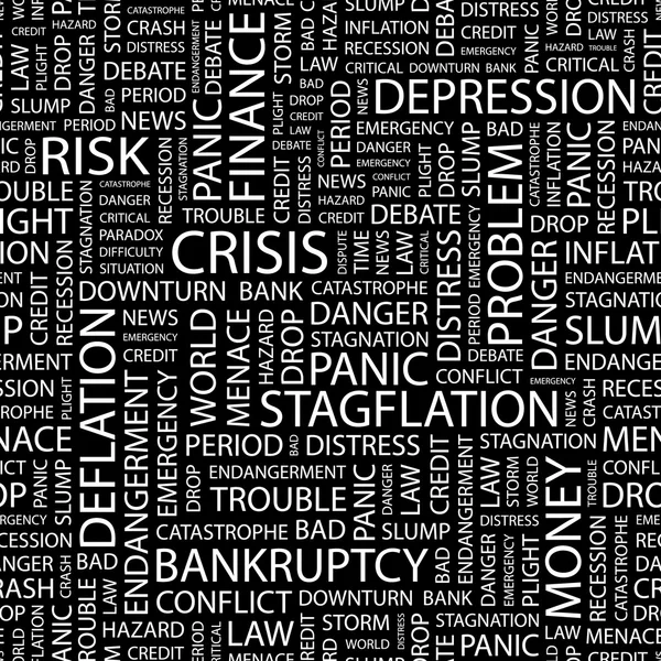 CRISIS. Word collage on black background. Vector illustration. — Stock Vector