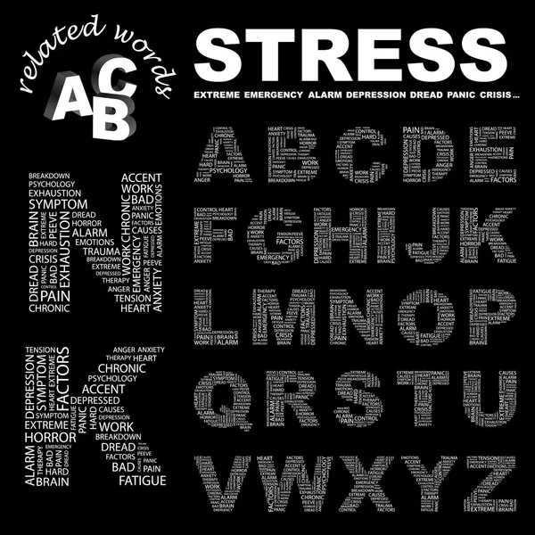 STRESS. Illustrazione con termini di associazione diversi . — Vettoriale Stock
