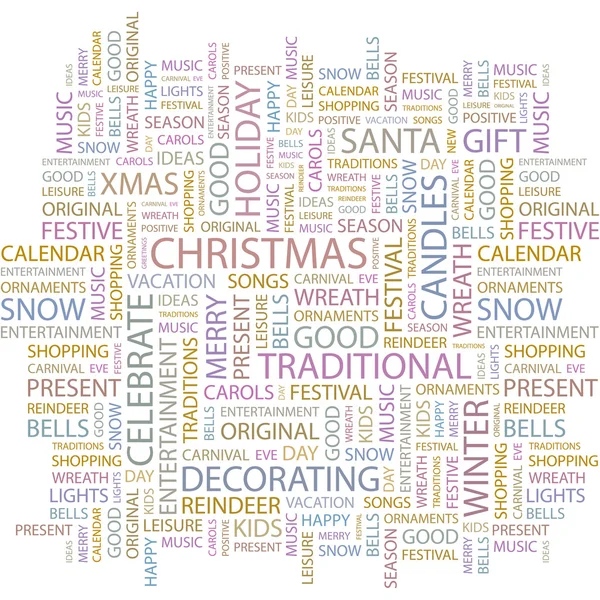 C'est Noël. Collage de mots sur fond blanc . — Image vectorielle