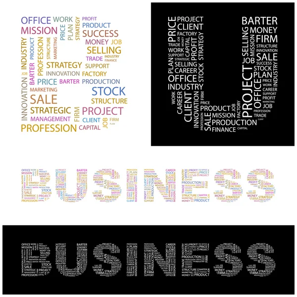 BUSINESS. Ilustração com diferentes termos de associação . — Vetor de Stock