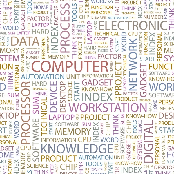 Computer. Wortcollage auf weißem Hintergrund. Vektorillustration. — Stockvektor