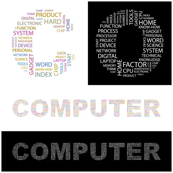 COMPUTER. Illustrazione con termini di associazione diversi . — Vettoriale Stock