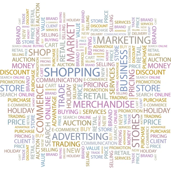 Shopping. ordet collage på vit bakgrund. — Stock vektor