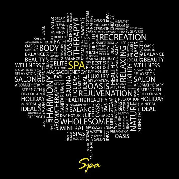 SPA. Seamless vector pattern with word cloud. — Stock Vector