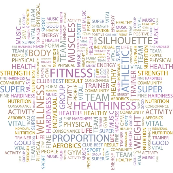 stock vector FITNESS. Illustration with different association terms.
