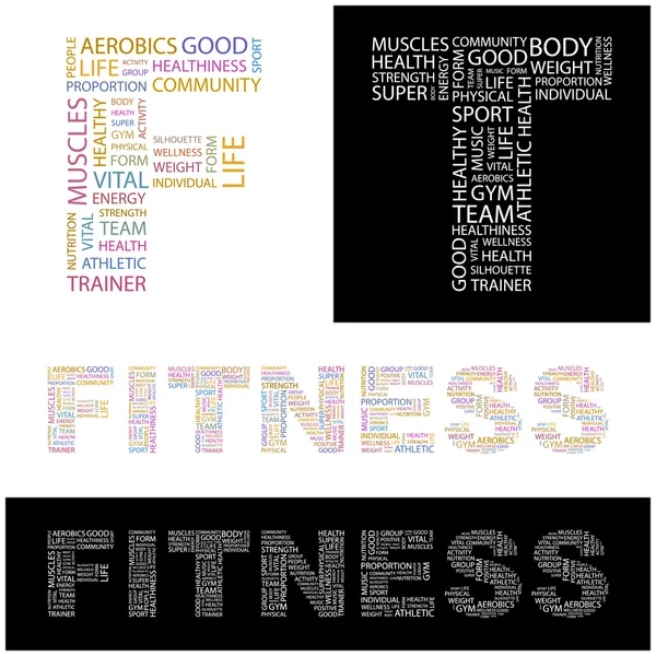 Fitness. resimde farklı ilişkilendirme terimleri. — Stok Vektör