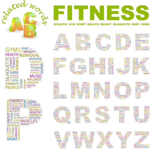 FITNESS. Illustration with different association terms. — Stock Vector