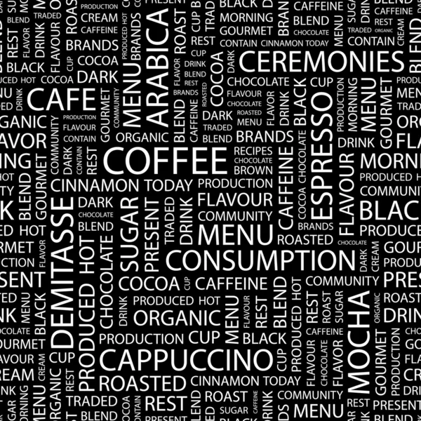 CAFÉ. collage palabra sobre fondo negro . — Vector de stock