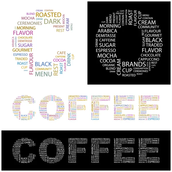 Kávé. illusztráció a különböző társulási feltételek. — Stock Vector