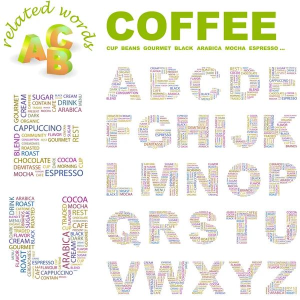 COFFEE. Vector letter collection. — Stock Vector