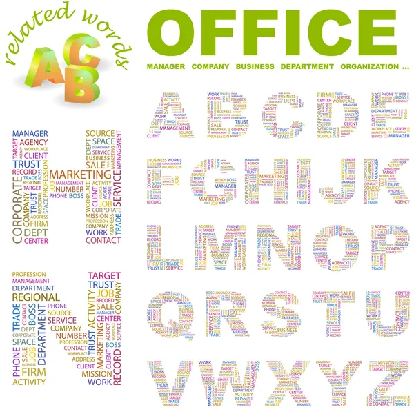 Office. kelime bulutu ile sorunsuz vektör desen. — Stok Vektör