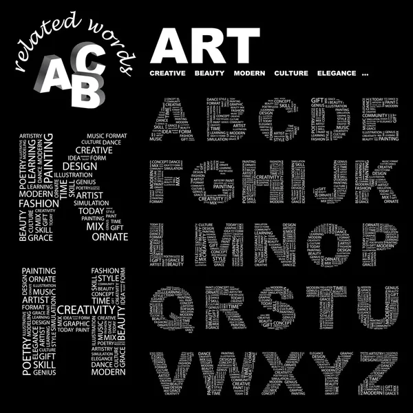 ART. Word collage on black background. — Stock Vector
