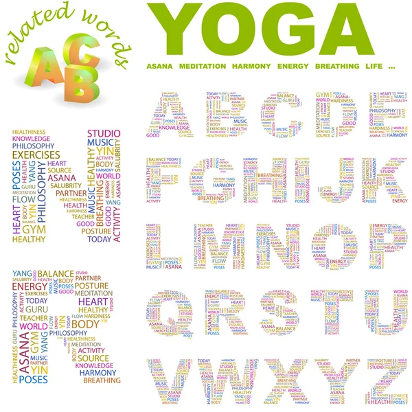 Yoga. vektör mektup koleksiyonu. — Stok Vektör