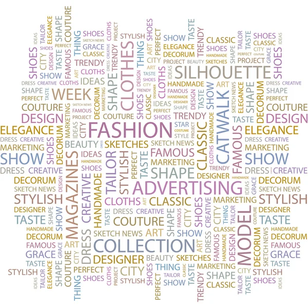 stock vector FASHION. Seamless vector pattern with word cloud.