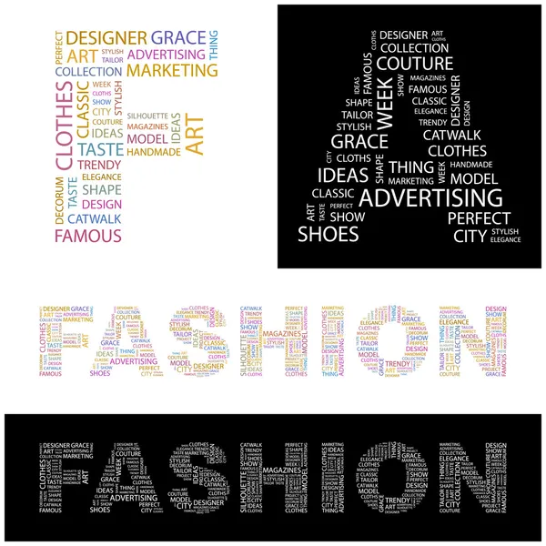 FASHION. Illustration with different association terms. — Stock Vector