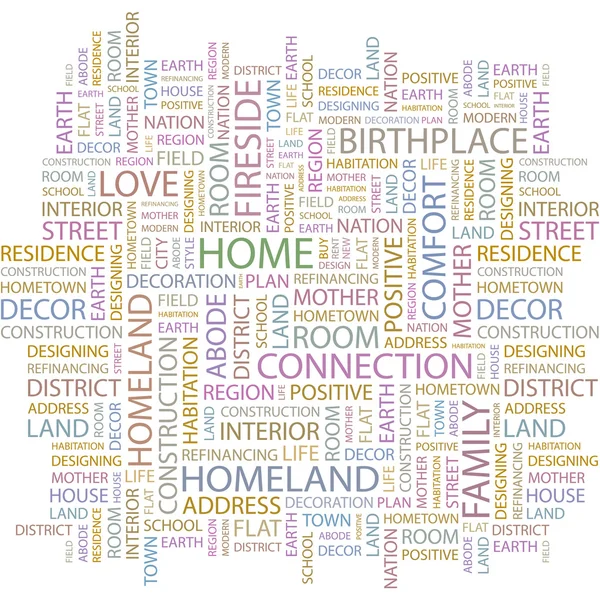 A casa. collage palabra sobre fondo blanco. Ilustración vectorial . — Vector de stock