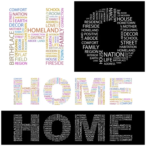 HOME. Illustration with different association terms. — Stock Vector