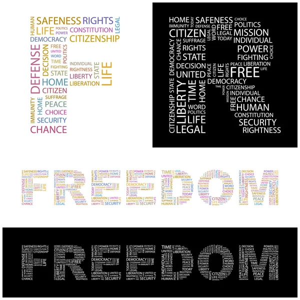 La liberté. Illustration avec différents termes d'association . — Image vectorielle