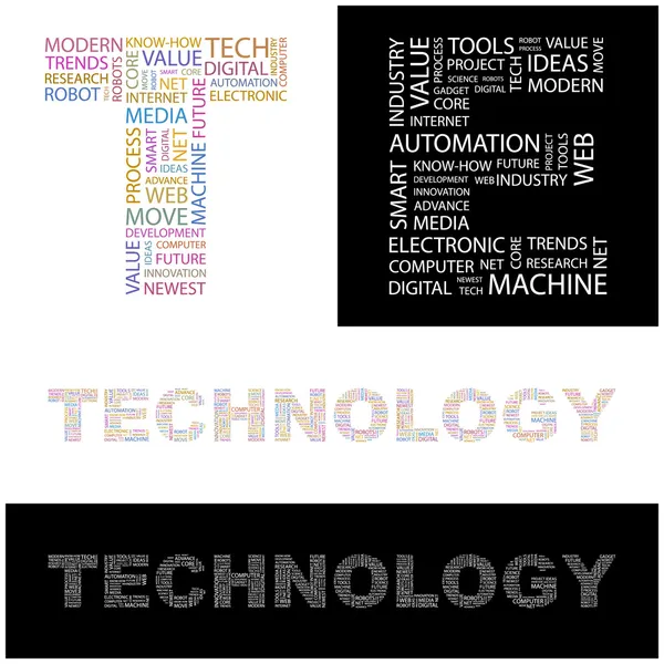 TECHNOLOGIE. Illustration avec différents termes d'association . — Image vectorielle