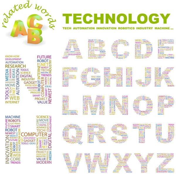 TECHNOLOGY. Vector letter collection. — Stock Vector