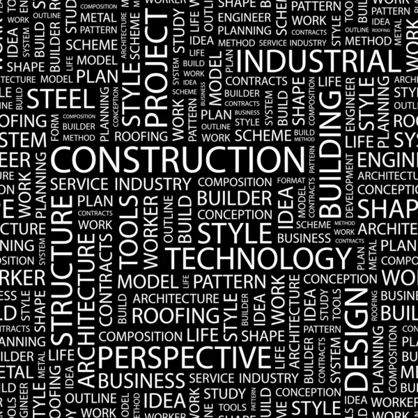 CONSTRUCTION. Seamless vector pattern with word cloud. — Stock Vector