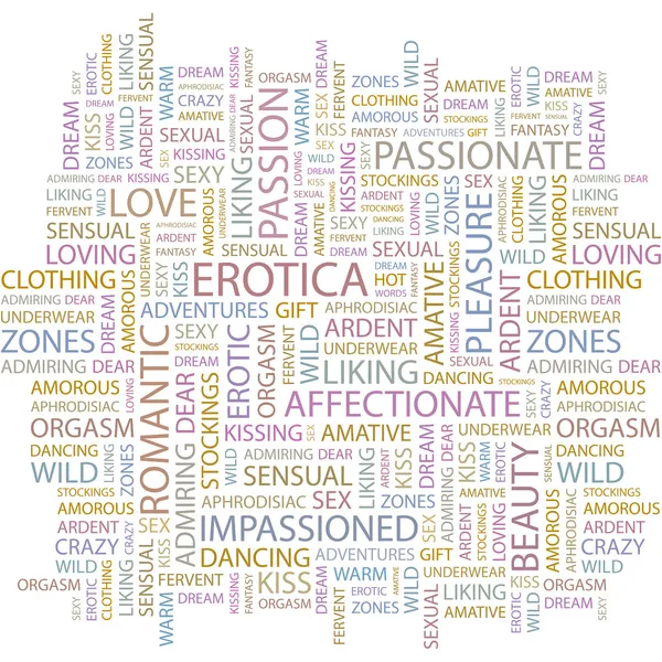 EROTICA. Seamless vector pattern with word cloud. — Stock Vector